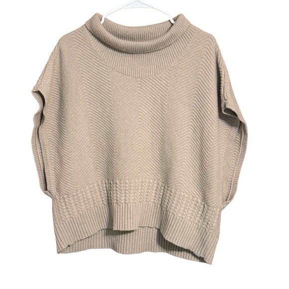 Armani Exchange Sweaters - Armani Exchange AX Wool Blend Mock Neck Poncho Sweater Women’s M Beige Knit